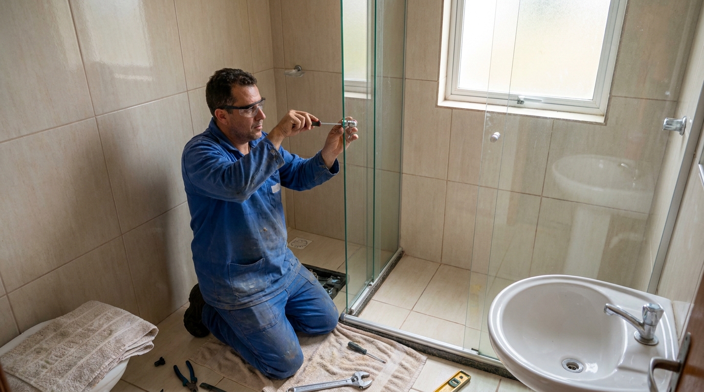 Técnico realizando manutenção de box em João Pessoa‑PB